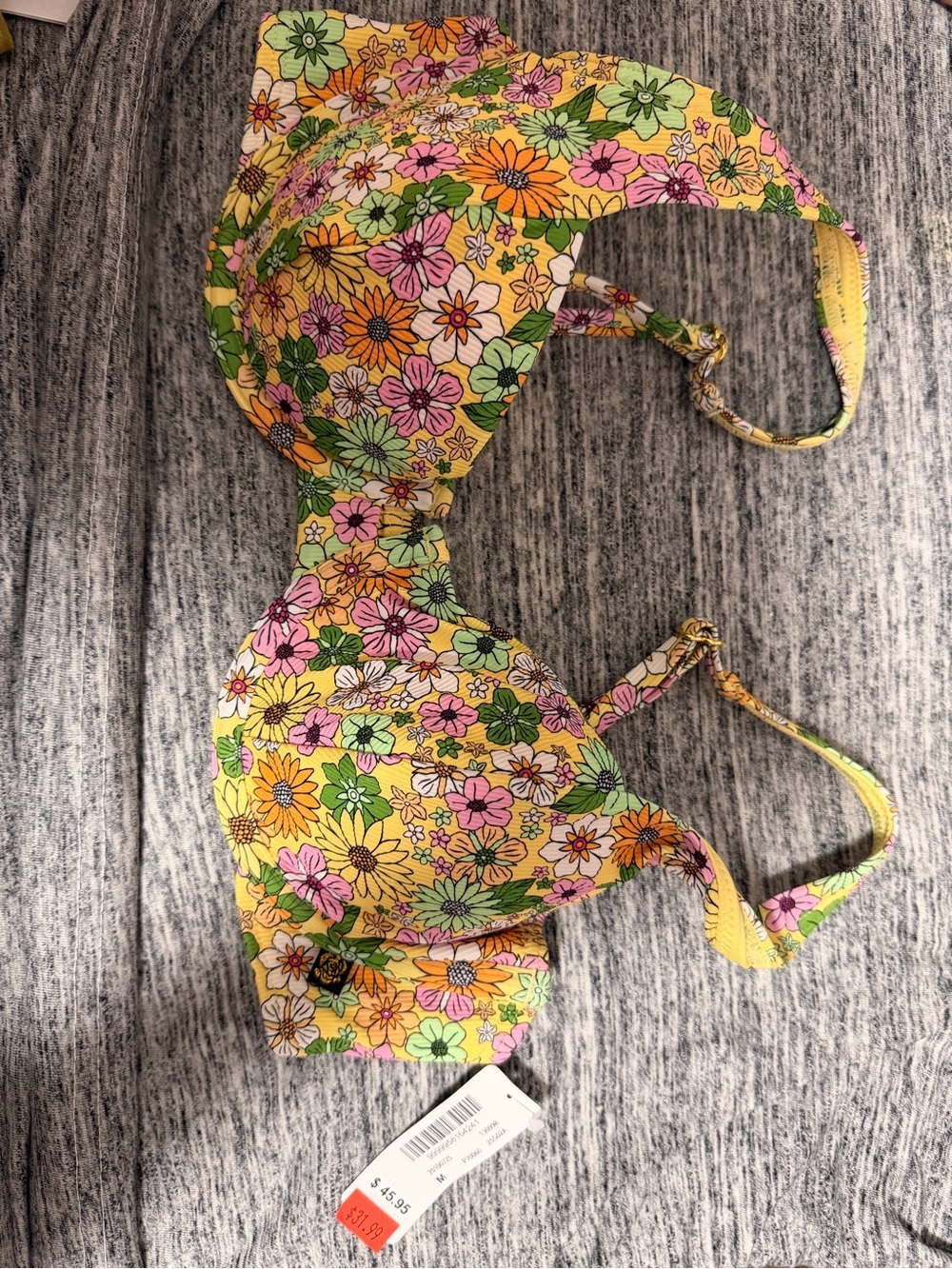 La Vie En Rose, Floral Print Yellow Multi Women's bra and bottom